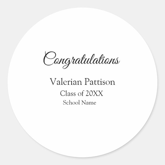 Adesivo Redondo Parabéns formando adicionar nome da escola simples (Frente)