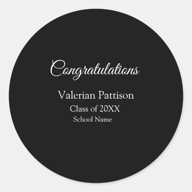 Adesivo Redondo Parabéns formando adicionar nome da escola simples (Frente)