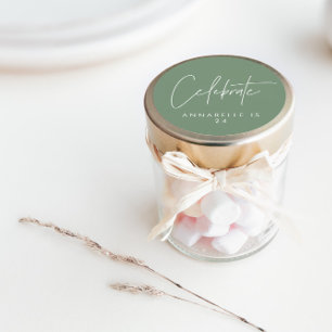 Adesivo Redondo Parabéns geométricos mínimos modernos