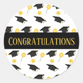 Adesivo Redondo Parabéns Graduação Balões de Chapéu