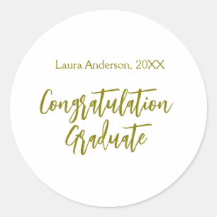 Adesivo Redondo Parabéns graduado nome dourado turma 20XX si