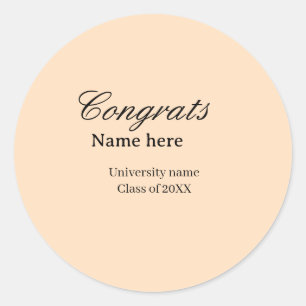 Adesivo Redondo Parabéns graduado nome universidade turma de 20XX 
