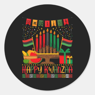 Adesivo Redondo Parabéns Kwanzaa Kinara Candle 7 Princípios Homens