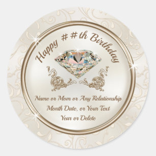 Adesivo Redondo Parabéns maravilhosos, palitos de aniversário para