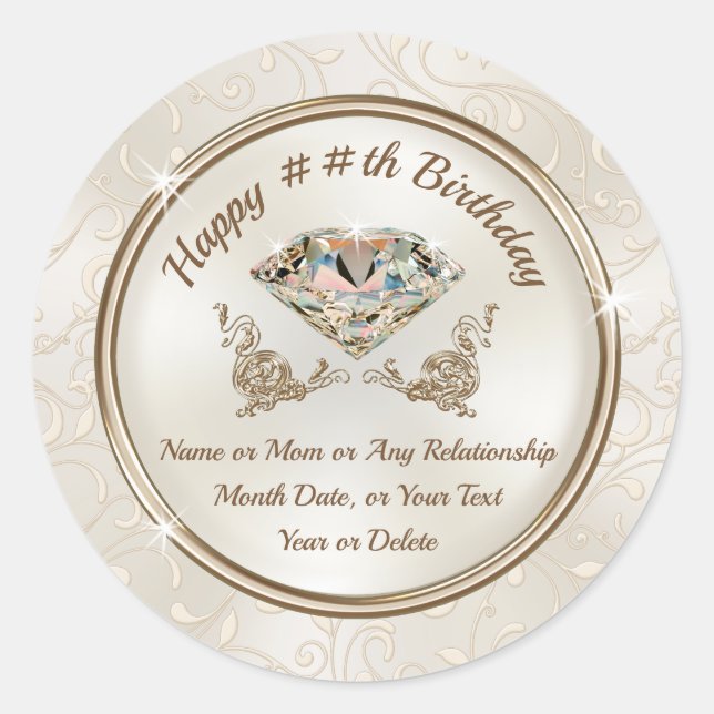 Adesivo Redondo Parabéns maravilhosos, palitos de aniversário para (Frente)