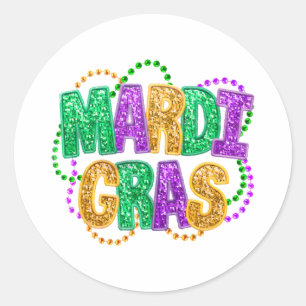 Adesivo Redondo Parabéns Mardi Gras Fat Terça-feira Festival de Ca