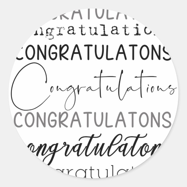 Adesivo Redondo Parabéns Palavras Sticker (Frente)