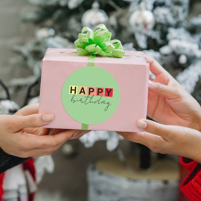 Adesivo Redondo Parabéns pelo Rico de Tipografia Moderna (Criador carregado)