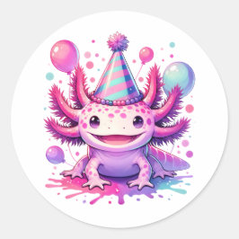Adesivo Redondo Parabéns personalizados Axolotl