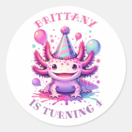 Adesivo Redondo Parabéns personalizados Axolotl
