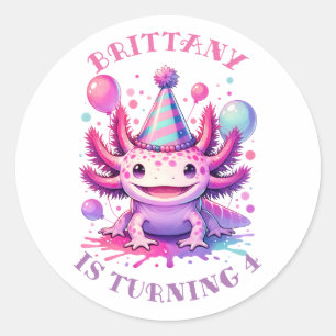 Adesivo Redondo Parabéns personalizados Axolotl