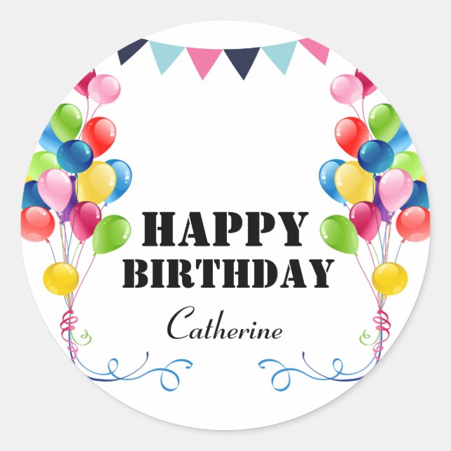 Adesivo Redondo Parabéns personalizáveis para presentes (Frente)