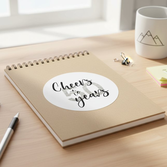 Adesivo Redondo Parabéns por 50 Anos Glitter 50º Aniversário (Criador carregado)