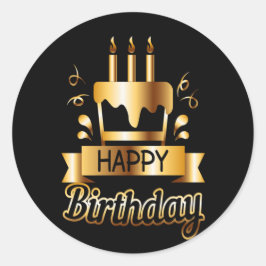 Adesivo Redondo Parabéns - Preto e Dourado 2 S