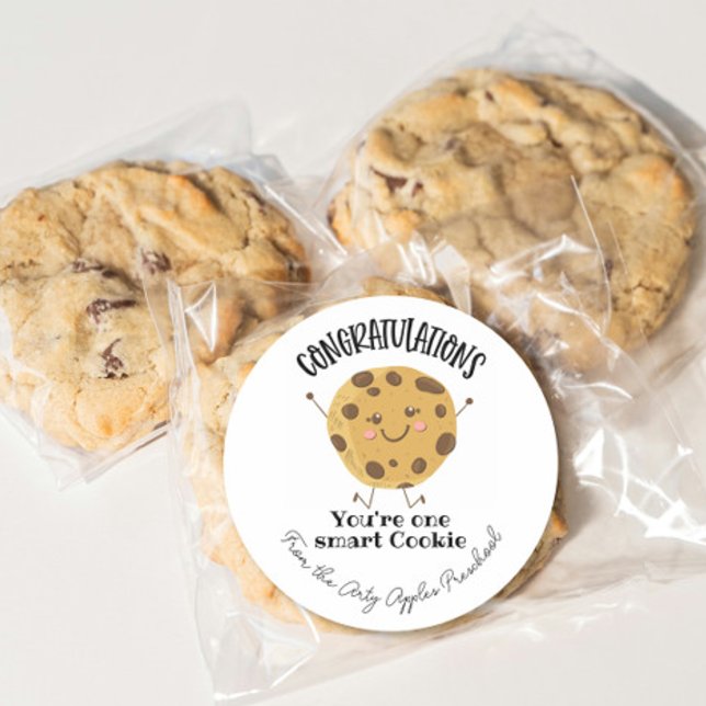 Adesivo Redondo parabéns que você é um biscoito inteligente (Criador carregado)