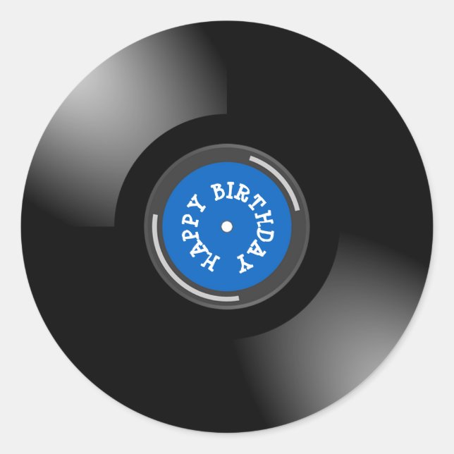 Adesivo Redondo Parabéns Retro Vinil Album Gravador (Frente)