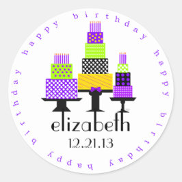 Adesivo Redondo Parabéns Roxos