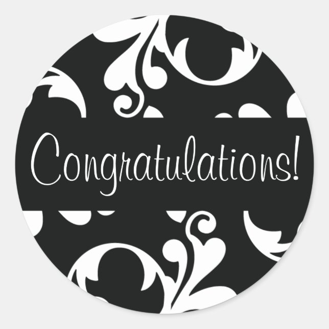 Adesivo Redondo Parabéns Selo de Envelope Flourado Folha (Frente)