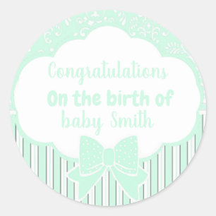 Adesivo Redondo Parabéns sobre o nascimento de