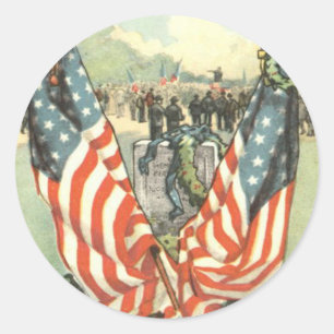 Adesivo Redondo Parada da Guerra Civil Lápide Bandeira dos EUA