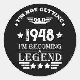 Adesivo Redondo Paradeiro branco preto personalizado, 75 anos