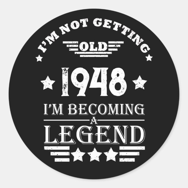 Adesivo Redondo Paradeiro branco preto personalizado, 75 anos (Frente)