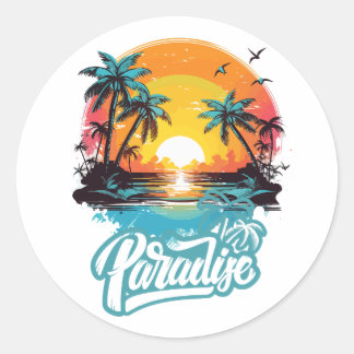 Adesivo Redondo Paradise Hawaii Sticker