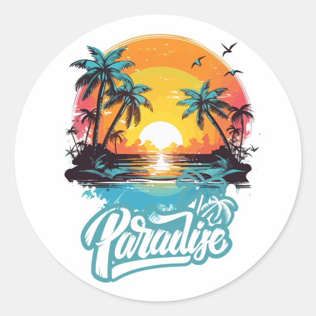 Adesivo Redondo Paradise Hawaii Sticker (Frente)