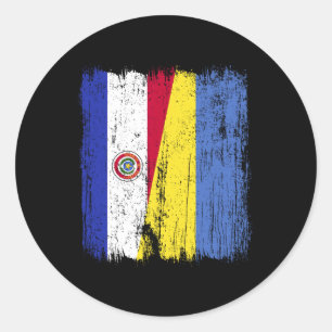 Adesivo Redondo Paraguai Ucrânia Meia Bandeira Paraguaio Ucraniano
