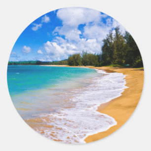 Adesivo Redondo Paraíso de praia tropical, Havaí