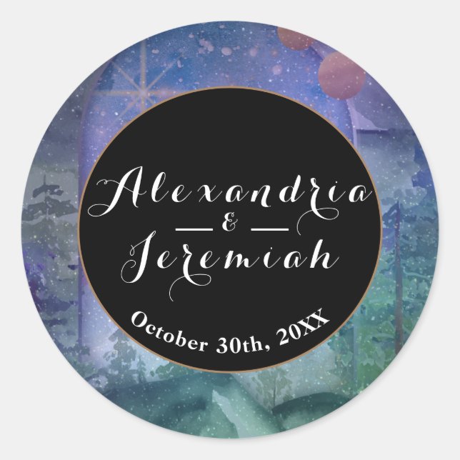 Adesivo Redondo Paraíso nas Florestas Montanhosas (Frente)