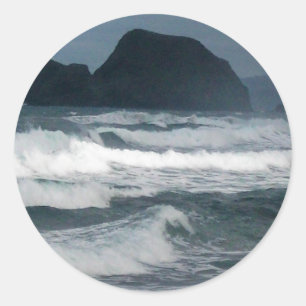 Adesivo Redondo Paraíso Tropical do Oceano Costeiro do Havaí