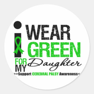 Adesivo Redondo Paralisia cerebral eu visto a fita verde para