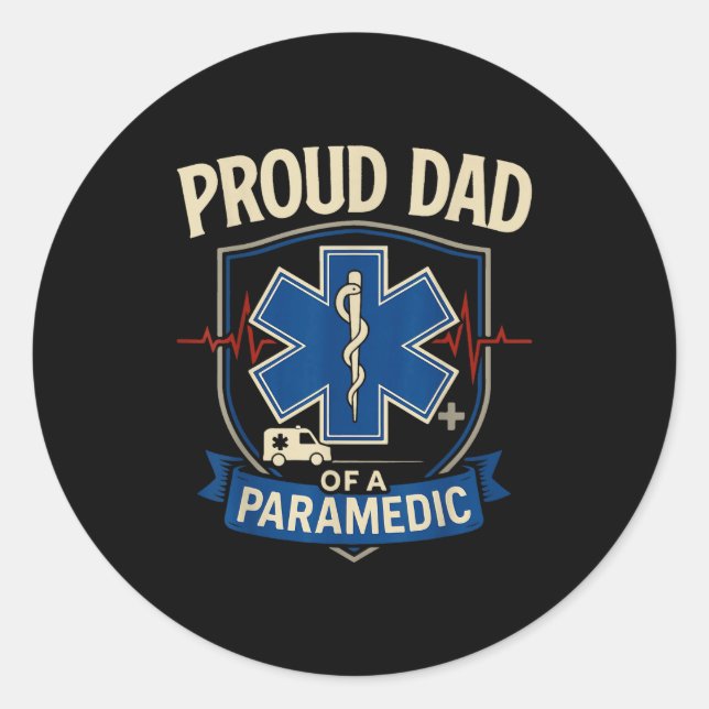 Adesivo Redondo Paramedic Dad Proud Dad Of A Paramedic  (Frente)