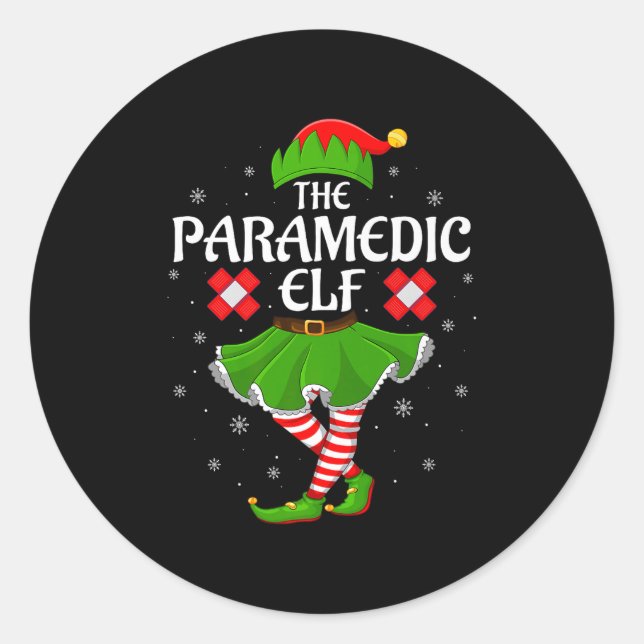 Adesivo Redondo Paramedic Elf Christmas Family Girls Women Elf Squ (Frente)