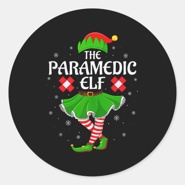 Adesivo Redondo Paramedic Elf Christmas Family Girls Women Elf Squ (Frente)