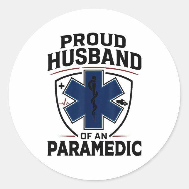 Adesivo Redondo Paramedic Husband Proud Husband Of An Paramedic  (Frente)