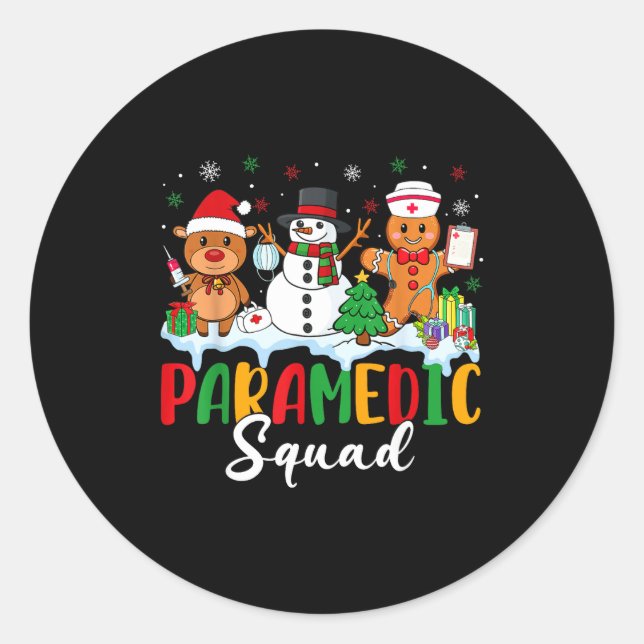 Adesivo Redondo Paramedic Squad Reindeer Snowman Gingerbread Chris (Frente)