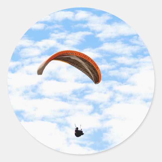 Adesivo Redondo Parapente nas nuvens - Autocolantes personalizávei (Frente)