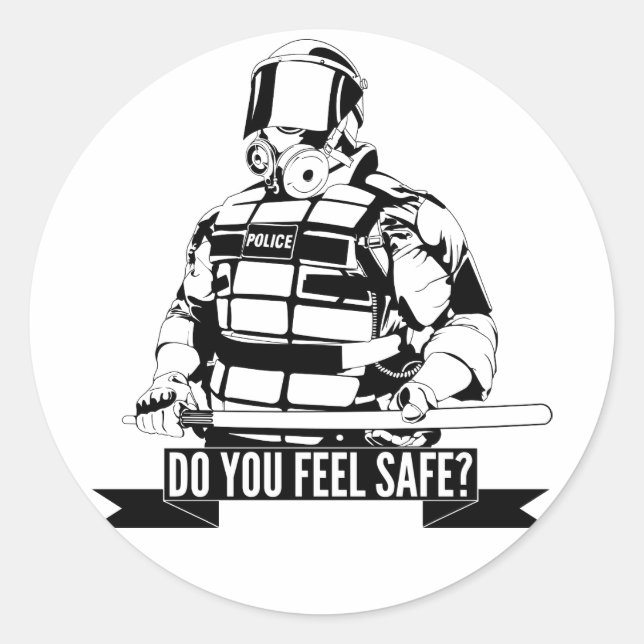 Adesivo Redondo Parar a Brutalidade Policial Arte para Movimentos  (Frente)