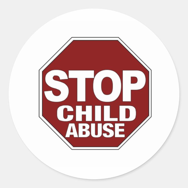 Adesivo Redondo Parar Abuso Infantil (Frente)