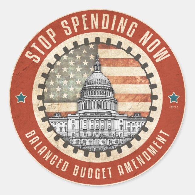 Adesivo Redondo Parar de Gastar Agora (Frente)