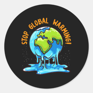 Adesivo Redondo Parar o aquecimento global do clima Mudança climát