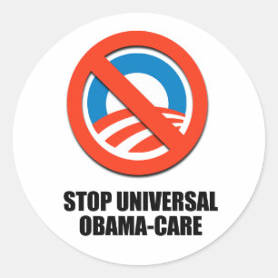 Adesivo Redondo Parar o cuidado universal com Obama