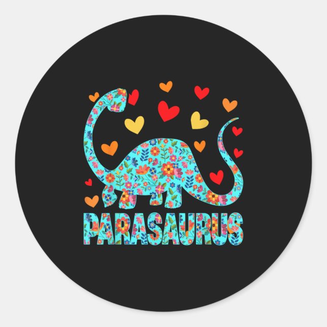 Adesivo Redondo Parasaurus Paraprofessional Paraeducator Dinosaur  (Frente)
