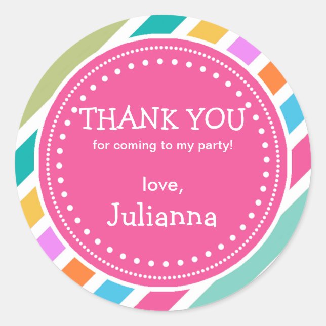 Adesivo Redondo Parceiras do Tempo Aniversário Obrigado Favor Stic (Frente)