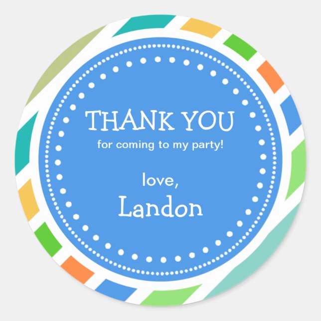 Adesivo Redondo Parceiro Horário Aniversário Obrigado Favor Sticke (Frente)