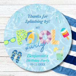 Adesivo Redondo Parceiro piscina Aniversário Favorável Obrigado