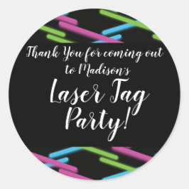 Adesivo Redondo Parceiro Roxo-Teal Neon Laser Festa Aniversário