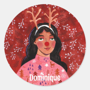 Adesivo Redondo Parcela festiva de Natal personalizada